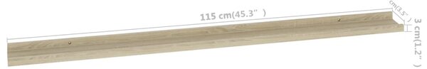 4 db sonoma tölgy színű fali polc 115 x 9 x 3 cm