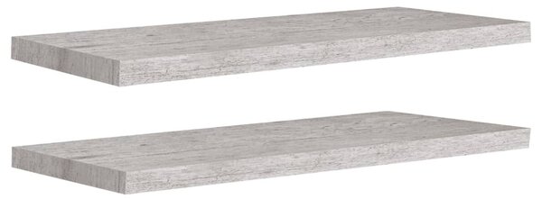 2 db betonszürke MDF lebegő fali polc 80 x 23,5 x 3,8 cm