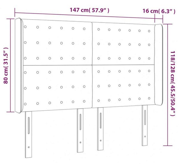 Fehér műbőr led-es fejtámla 147x16x118/128 cm