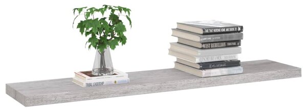 Betonszürke MDF lebegő fali polc 120 x 23,5 x 3,8 cm