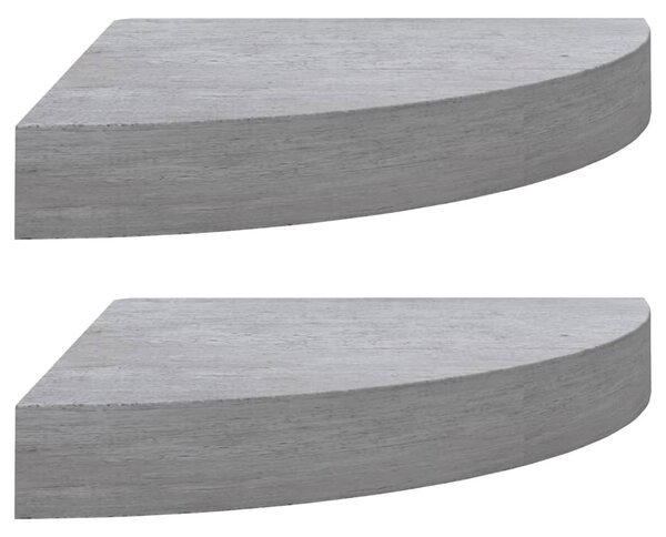 2 db betonszürke MDF fali sarokpolc 25 x 25 x 3,8 cm