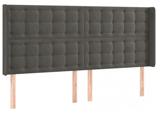 Bársony LED Fejtámla - Sötétszürke - 203x16x118/128cm