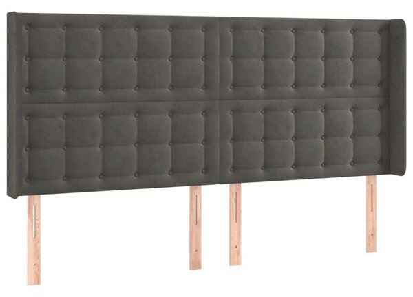 Bársony LED Fejtámla - Sötétszürke - 203x16x118/128cm