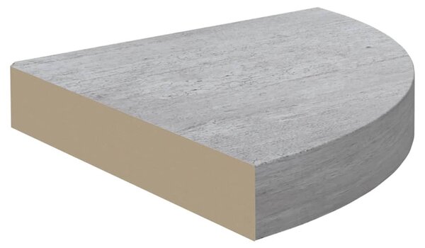 Betonszürke MDF fali sarokpolc 25 x 25 x 3,8 cm