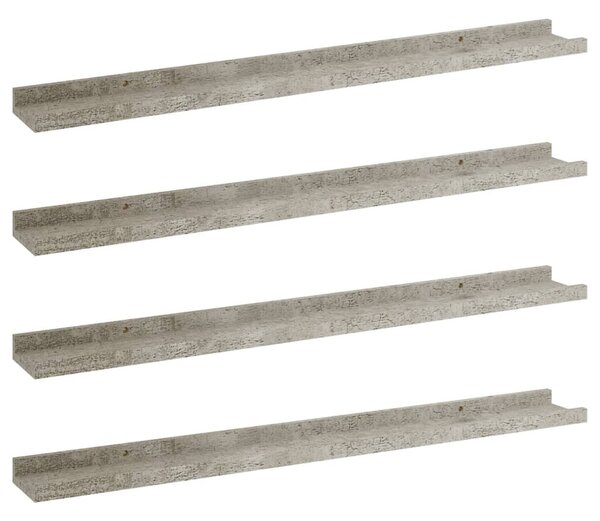 4 db betonszürke fali polc 80 x 9 x 3 cm