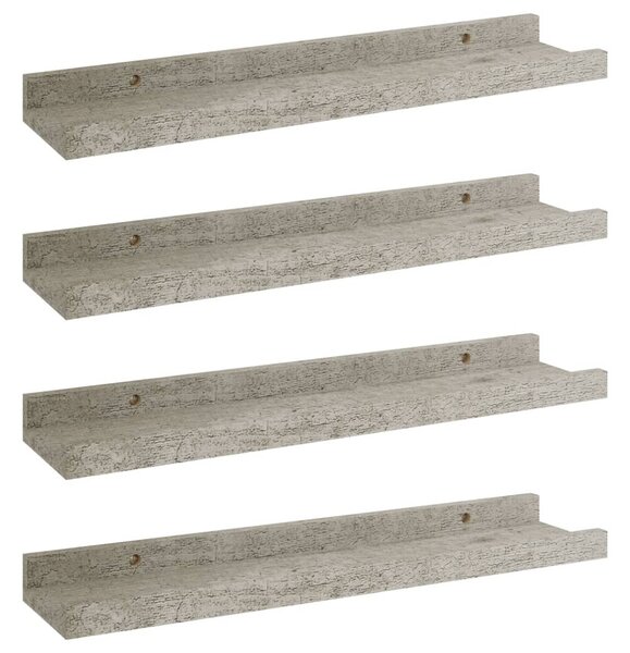 4 db betonszürke fali polc 40 x 9 x 3 cm