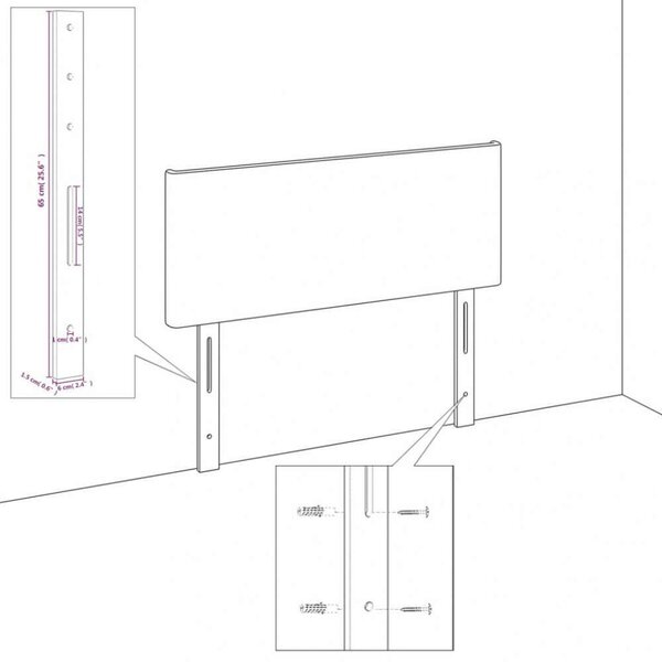 VidaXL Fejtámla - Műbőr - Fekete - 203cm