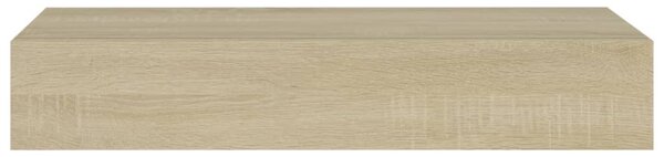 2 db tölgyszínű MDF falra szerelhető fiókos polc 60x23,5x10 cm