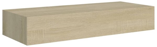 2 db tölgyszínű MDF falra szerelhető fiókos polc 60x23,5x10 cm