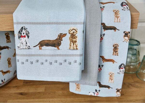 Pamut konyharuha szett 3 db-os 45x65 cm Curious Dogs – Cooksmart ®