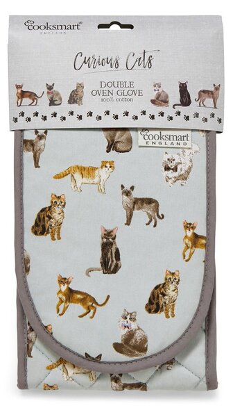 Curious Cats kék pamut dupla edényfogó - Cooksmart ®