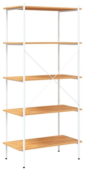 Fehér és tölgyfa 5 szintes polcrendszer 80x40x163 cm