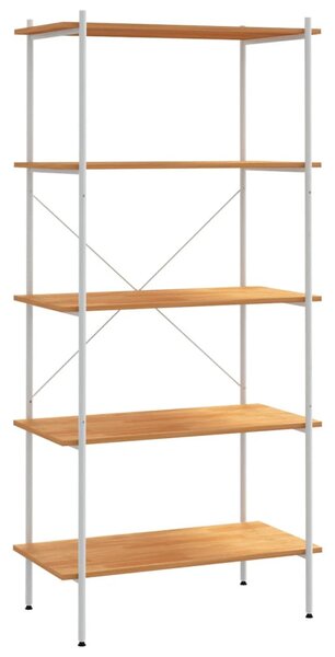 Fehér és tölgyfa 5 szintes polcrendszer 80x40x163 cm