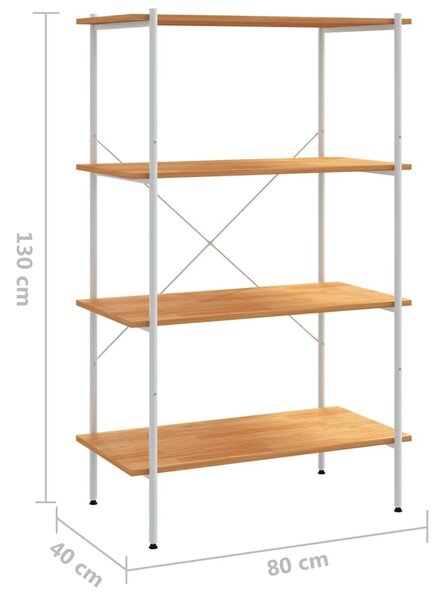 Fehér és tölgyfa 4 szintes polcrendszer 80x40x130 cm