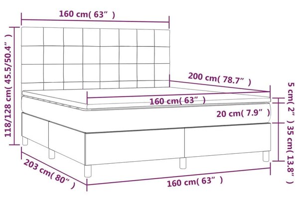 VidaXL krémszínű szövet rugós ágy matraccal 160 x 200 cm