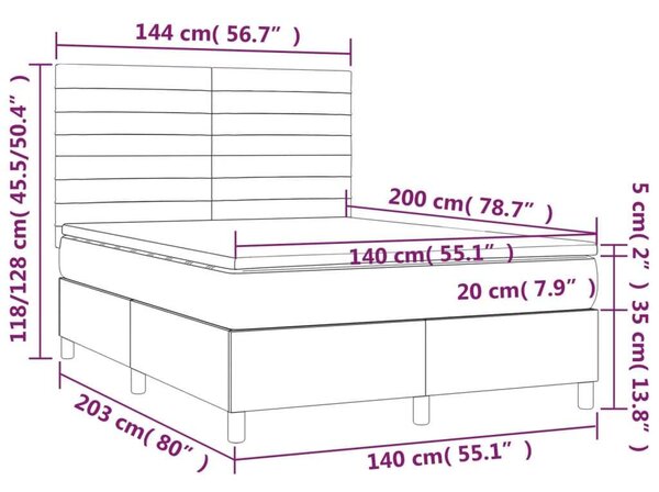 VidaXL Krémszínű Ágy Matraccal - 140x200 cm