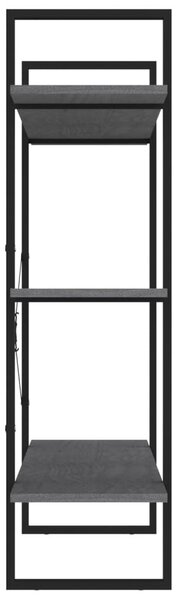 Háromszintes szürke tömör fenyőfa könyvszekrény 100x30x105 cm