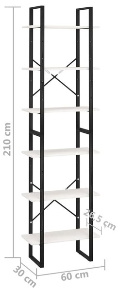 Fehér tömör fenyőfa tárolópolc 60 x 30 x 210 cm