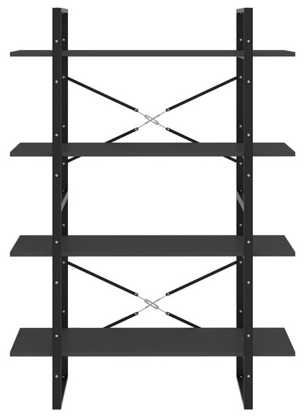 Négyszintes szürke szerelt fa könyvszekrény 100 x 30 x 140 cm
