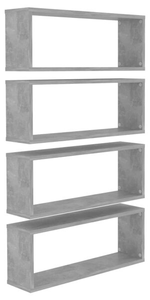 4 db betonszürke szerelt fa négyszögű fali polc 60 x 15 x 23 cm
