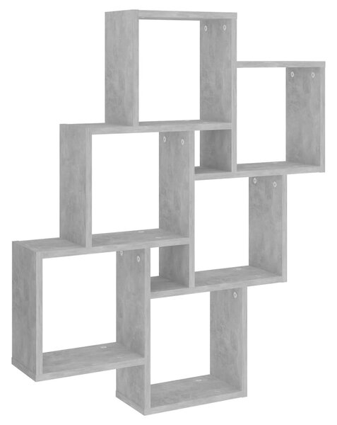 Betonszürke szerelt fa négyszögű fali polc 78 x 15 x 93 cm