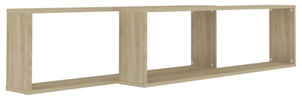 2 db sonoma tölgy színű szerelt fa fali polc 100 x 15 x 30 cm