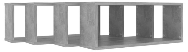 4 db betonszürke szerelt fa négyszögű fali polc 60 x 15 x 23 cm