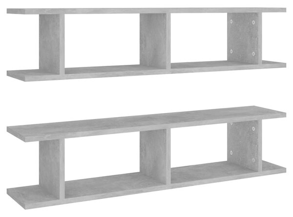 2 db betonszürke forgácslap fali polc 90 x 18 x 20 cm