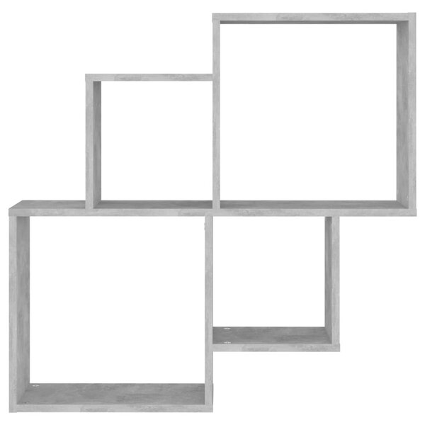 Betonszürke szerelt fa szögletes fali polc 80 x 15 x 78,5 cm