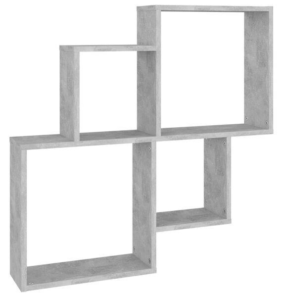 Betonszürke szerelt fa szögletes fali polc 80 x 15 x 78,5 cm