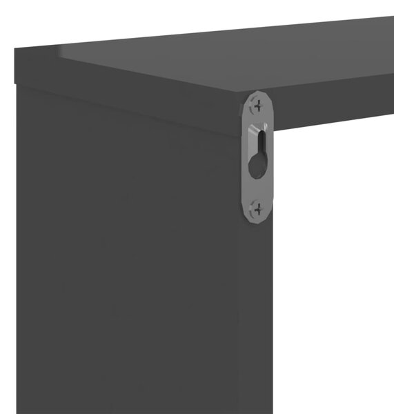 2 db magasfényű szürke szerelt fa fali polc 50 x 15 x 50 cm