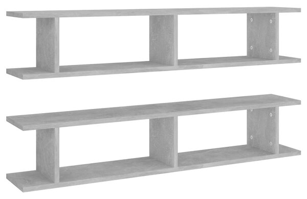 2 db betonszürke forgácslap fali polc 105 x 18 x 20 cm