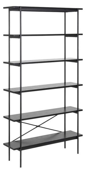 Fekete polcos állvány kőrisfa dekorral 94x172 cm Angus – Actona