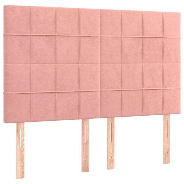 VidaXL rózsaszín bársony rugós és LED-es ágy matraccal 140x190 cm