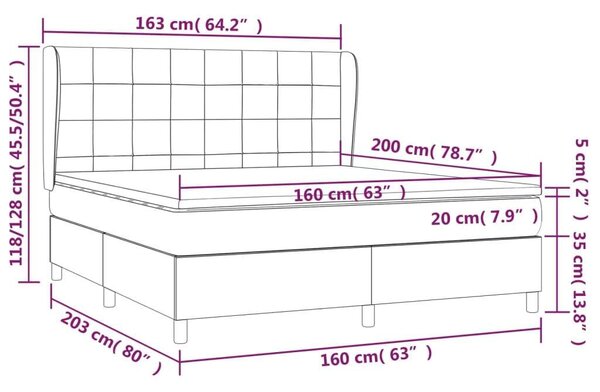VidaXL krémszínű szövet rugós ágy matraccal 160 x 200 cm