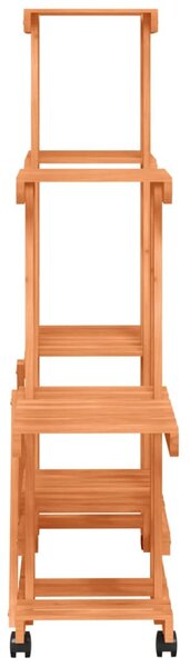 Tömör fenyőfa virágtartó állvány kerekekkel 95 x 25 x 101 cm
