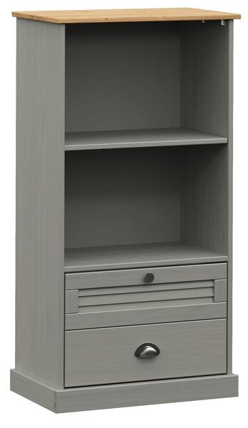 VIGO szürke tömör fenyőfa könyvespolc 60x35x114,5 cm
