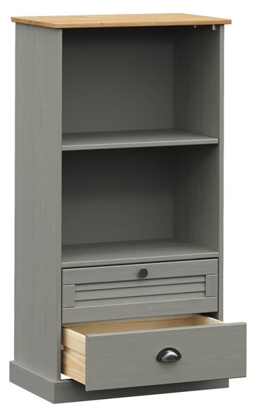 VIGO szürke tömör fenyőfa könyvespolc 60x35x114,5 cm