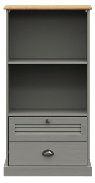 VIGO szürke tömör fenyőfa könyvespolc 60x35x114,5 cm