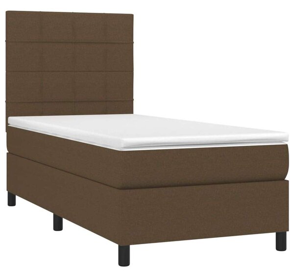 VidaXL sötétbarna szövet rugós ágy matraccal 90 x 200 cm