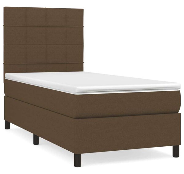 VidaXL sötétbarna szövet rugós ágy matraccal 90 x 200 cm