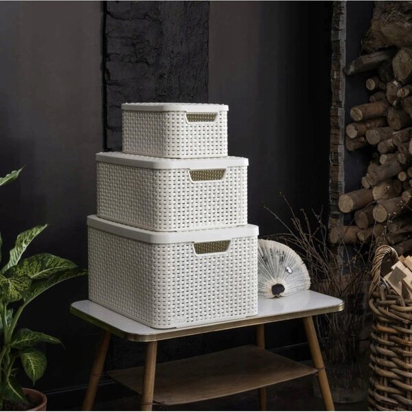 Krémszínű fedeles műanyag tárolódoboz 29x39x19 cm Style – Curver