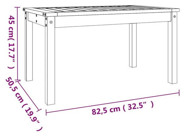 Tömör fenyőfa kerti asztal 82,5 x 50,5 x 45 cm