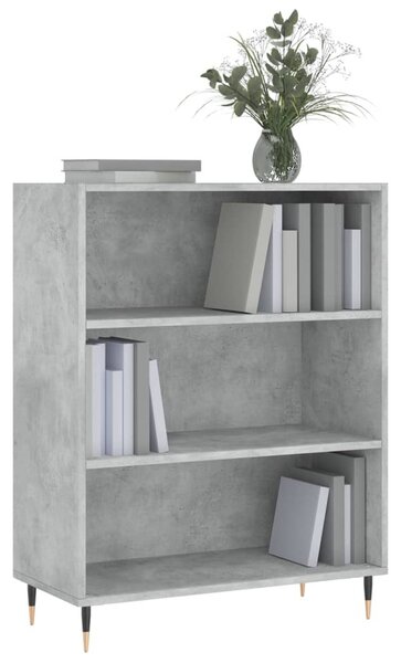 Betonszürke szerelt fa könyvespolc 69,5 x 32,5 x 90 cm