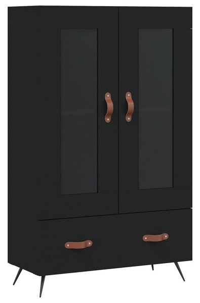 Fekete szerelt fa magasszekrény 69,5 x 31 x 115 cm