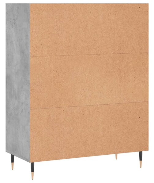 Betonszürke szerelt fa könyvespolc 69,5 x 32,5 x 90 cm