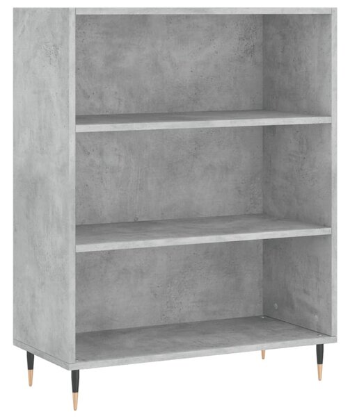 Betonszürke szerelt fa könyvespolc 69,5 x 32,5 x 90 cm