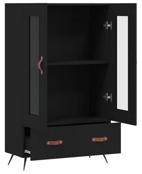 Fekete szerelt fa magasszekrény 69,5 x 31 x 115 cm