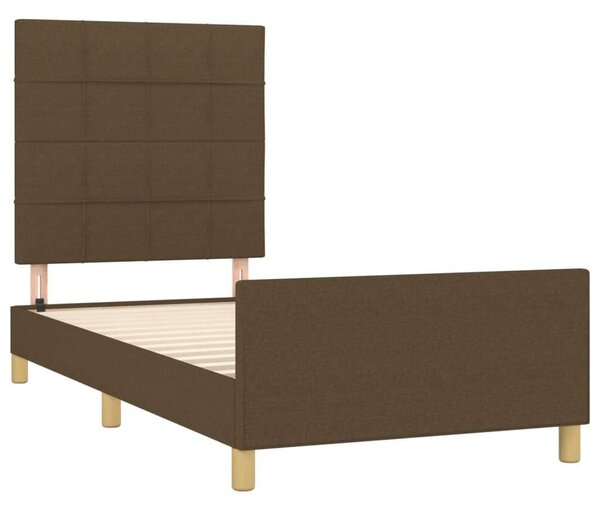 VidaXL sötétbarna szövet ágykeret fejtámlával 90 x 200 cm