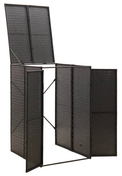 Fekete polyrattan kerekes kukatároló fészer 70 x 80 x 117 cm